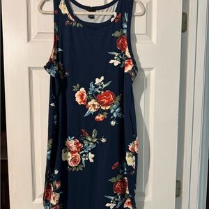 Sleeveless Dress - Navy and Red